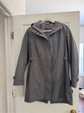 Kirkland Signature Women's Light Gray Hooded Trench Coat